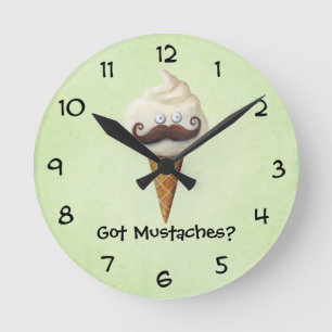 Horloge Ronde Crème glacée avec des moustaches