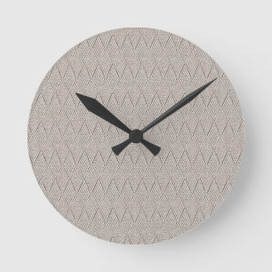 Horloge Ronde Crème pâle Faux Diamond Knit Motif Petit