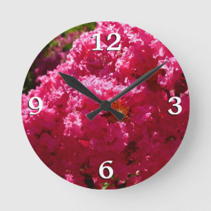Horloge Ronde Crepe Myrtle Tree Magenta Floral