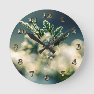 Horloge Ronde Cristaux de glace hivernale de Thuja