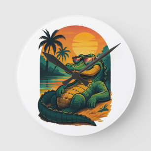 Horloge Ronde Crocodile d'été sans fin - Rétro