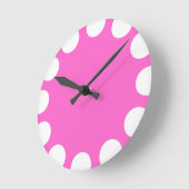 Horloge Ronde Croissant couleur - Blanc avec rose (Angle)