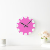 Horloge Ronde Croissant couleur - Blanc avec rose (Maison)