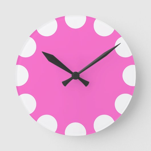 Horloge Ronde Croissant couleur - Blanc avec rose (Recto)