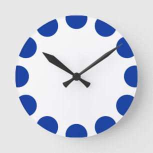 Horloge Ronde Croissant de couleur - bleu marine avec le blanc