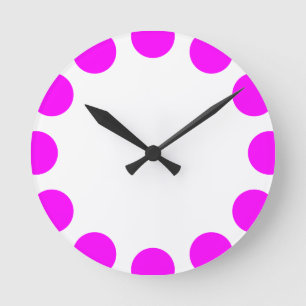 Horloge Ronde Croissant de couleur - Magenta et Blanc