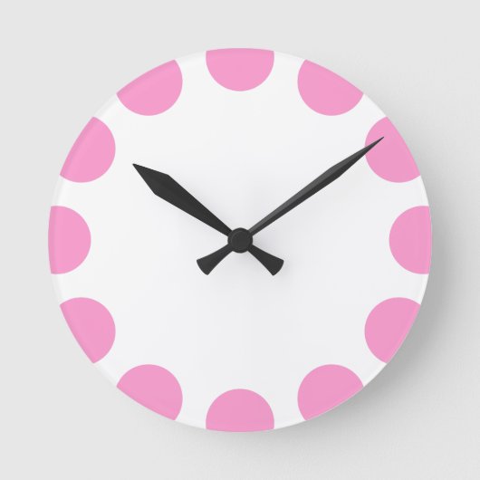 Horloge Ronde Croissant de couleurs - rose et blanc (Recto)