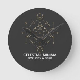 Horloge Ronde Croissant de Lune Minimaliste & Art Linéaire du So
