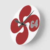 Horloge Ronde Croix basque rouge 64 Lauburu (Angle)