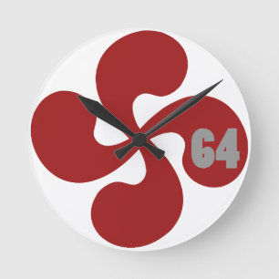 Horloge Ronde Croix basque rouge 64 Lauburu