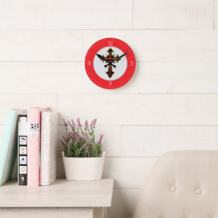 Horloge Ronde Croix chrétienne dorée