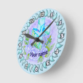 Horloge Ronde Croix chrétienne violette Rose (Angle)