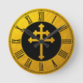 Horloge Ronde Croix de Lorraine dorée sur fond noir / Croix doré (Recto)