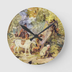 Horloge Ronde Croquis pour 'Foresters Stalking Deer' (huile sur