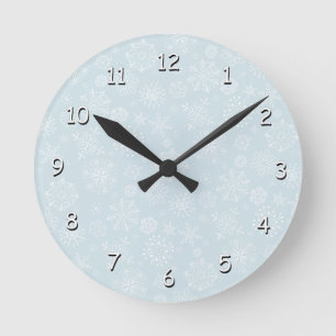 Horloge Ronde Croquis rétrospectif Snowflakes congelés sur Ice B