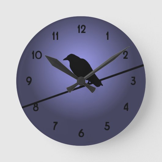Horloge Ronde Crow sur fil de téléphone (Recto)
