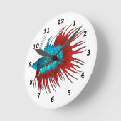 Horloge Ronde Crowntail betta fish dessin animé (Angle)