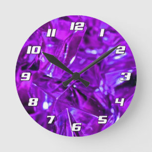 Horloge Ronde Crystal Amethyst Gramme violet avec des nombres
