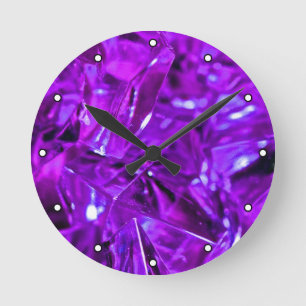 Horloge Ronde Crystal Amethyst pierre violette avec points