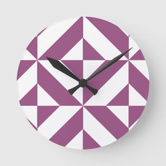 Horloge Ronde Cube Déco géométrique violet chaud (Recto)