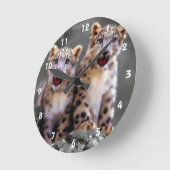 Horloge Ronde Cubes de léopard des neiges (Angle)