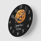 Horloge Ronde Cuisine à chips au chocolat noir et blanc (Angle)