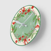 Horloge Ronde Cuisine aquarelle à fleurs (Angle)