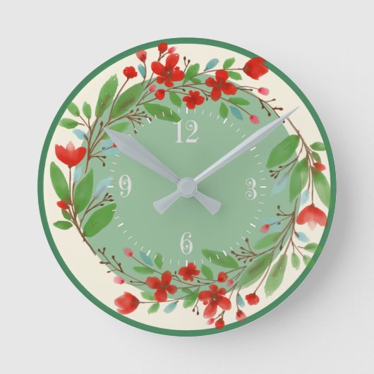 Horloge Ronde Cuisine aquarelle à fleurs (Recto)