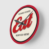 Horloge Ronde Cuisine Rétro Thème Cuisine Décor (Angle)