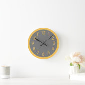 Horloge Ronde Cuisine Simple Moderne Jaune Et Gris (Maison)