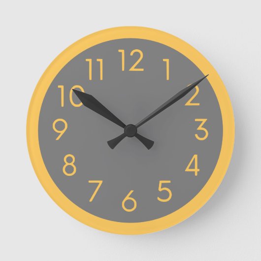 Horloge Ronde Cuisine Simple Moderne Jaune Et Gris (Recto)