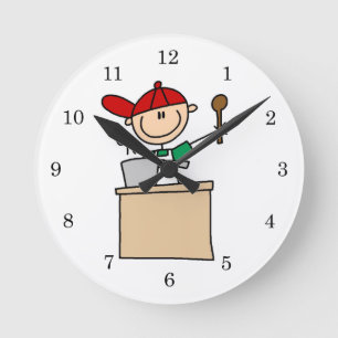 Horloge Ronde Cuisinier Bâtonnet Masculin