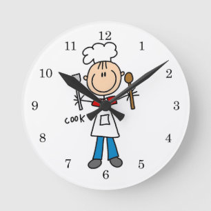 Horloge Ronde Cuisinier Bonhomme Allumette