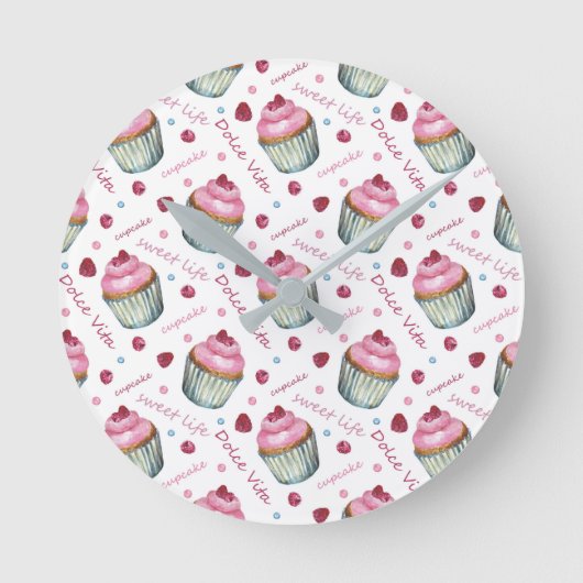 Horloge Ronde cupcakes à l'aquarelle (Recto)