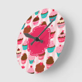 Horloge Ronde Cupcakes Rose Moderne Fille (Angle)