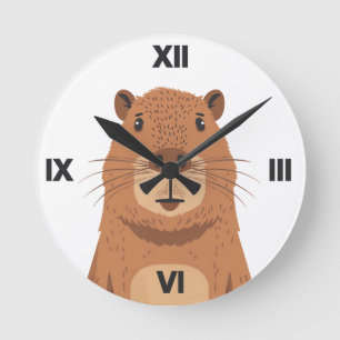 Horloge Ronde Curieux portrait Capybara