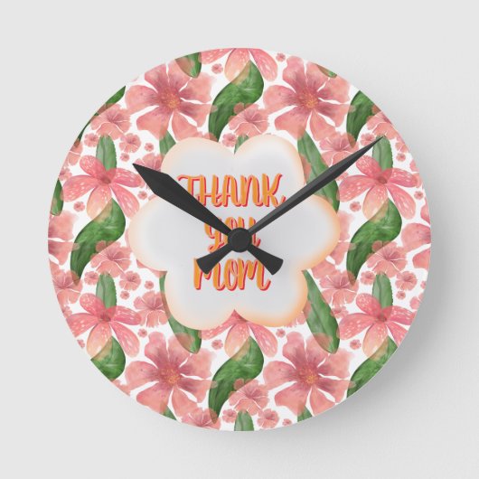 Horloge Ronde Custom and personalized Thank You Mom Watercolor (Recto)
