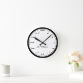 Horloge Ronde Custom Black and White Music Notes Round Clock (Maison)