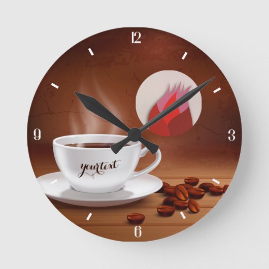 Horloge Ronde Custom Coffee Clock Cafe Wall Art Personalized (Recto)