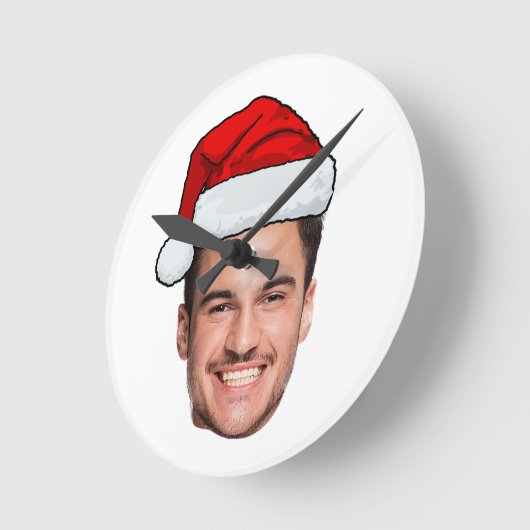 Horloge Ronde Custom Face Photo Santa Hat Christmas (Angle)