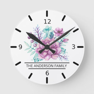 Horloge Ronde Custom Family Peonies