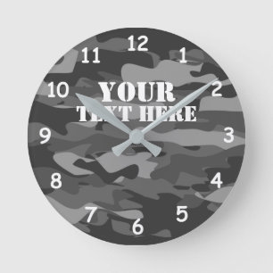 Horloge Ronde Custom gray army camo military camouflage color