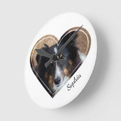Horloge Ronde Custom Heart Shape Pet Photo & Personalized Text (Angle)