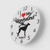 Horloge Ronde CUSTOM I Love My Greyhound (Angle)