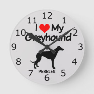 Horloge Ronde CUSTOM I Love My Greyhound
