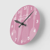 Horloge Ronde Custom kitchen wall clock with cooking utensils (Angle)