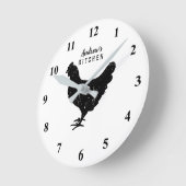 Horloge Ronde Custom kitchen wall clock with rustic chicken logo (Angle)