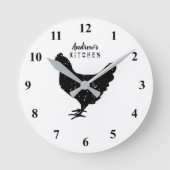 Horloge Ronde Custom kitchen wall clock with rustic chicken logo (Recto)