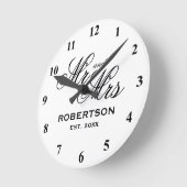 Horloge Ronde Custom M. et Mme Newlyweds Wedding vend clock (Angle)