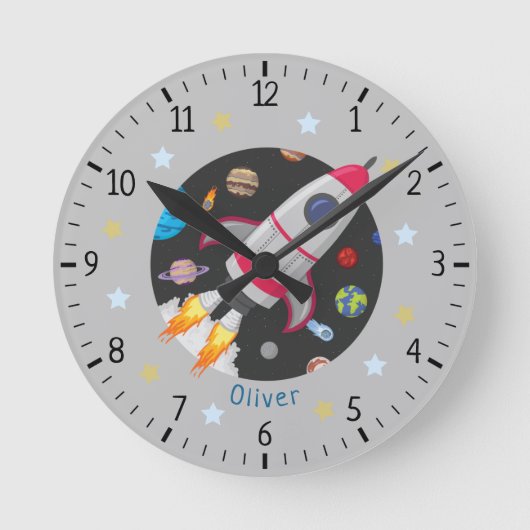 Horloge Ronde Custom Outer space rocket kids (Recto)